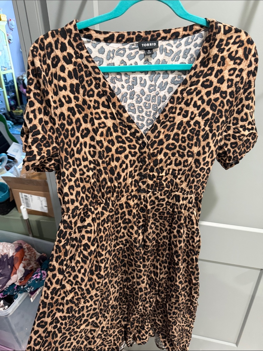 torrid Leopard Print V-Neck Dress - tan & black